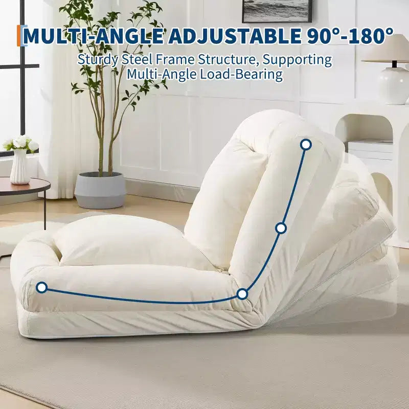 64.9 Grand pouf géant pour adultes et animaux domestiques avec 5 positions réglables, 2 coussins moelleux, chaise longue pouf en chenille