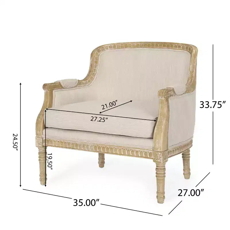 Fauteuil club en tissu tapissé de style campagnard français Christopher Knight Home Tamarisk
