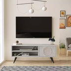 Meuble TV Cloud HomeStock avec pieds en bois 109 cm Pierre - Impression UV