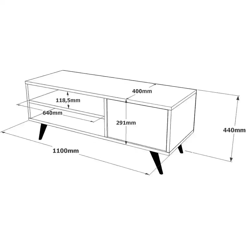 Meuble TV Cloud HomeStock avec pieds en bois 109 cm Pierre - Impression UV