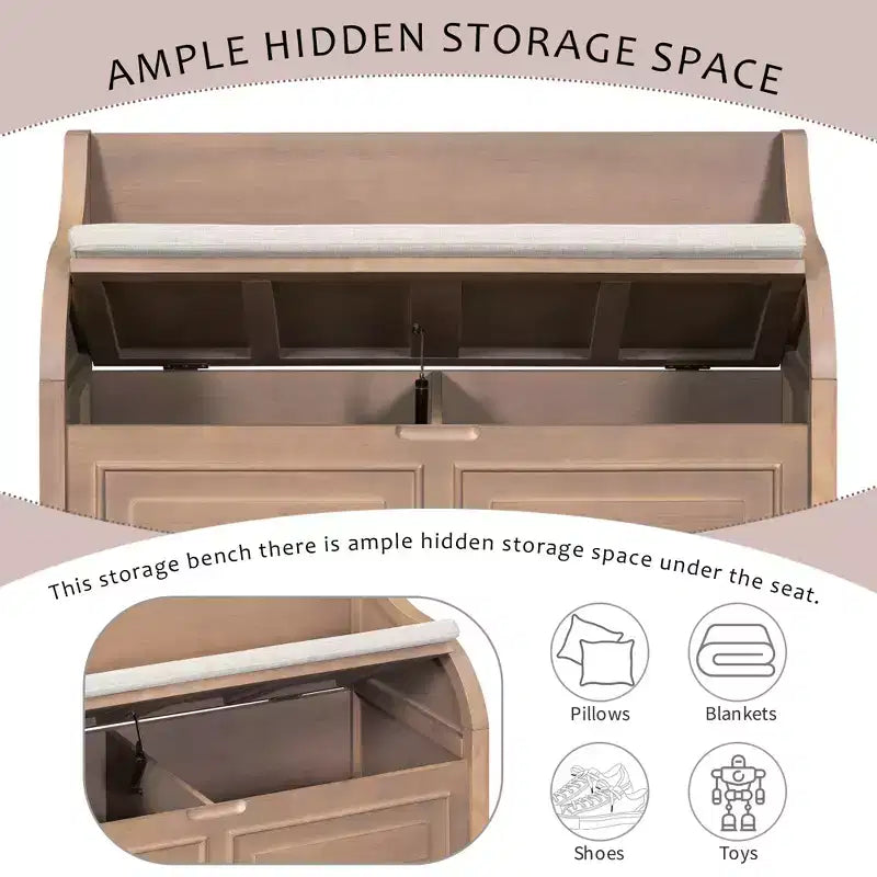 GDFStudio Fanny Banc de Rangement Multifonctionnel pour Entrée avec Siège Rembourré et Charnière de Sécurité