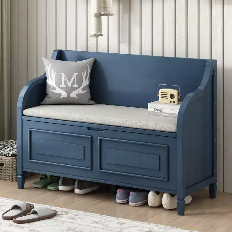 GDFStudio Fanny Banc de Rangement Multifonctionnel pour Entrée avec Siège Rembourré et Charnière de Sécurité