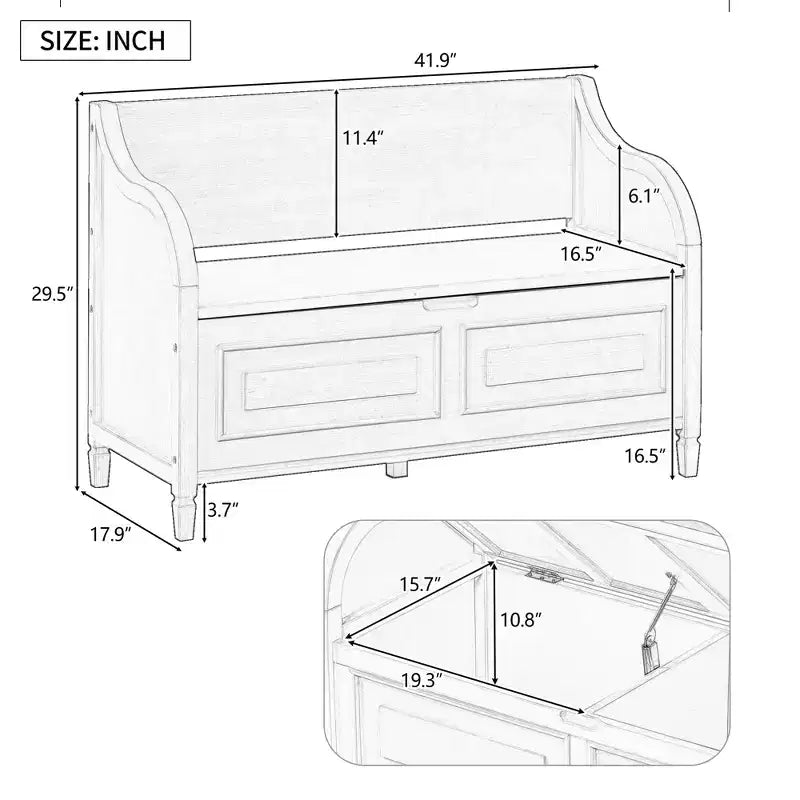 GDFStudio Fanny Banc de Rangement Multifonctionnel pour Entrée avec Siège Rembourré et Charnière de Sécurité