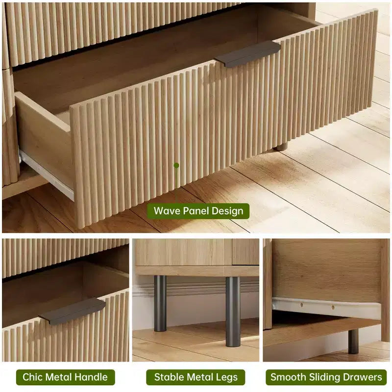 Commode à 5 tiroirs Fulvari pour chambre à coucher, commode en bois de 37 pouces avec poignée dorée, organisateur de rangement en bois, commode de placard