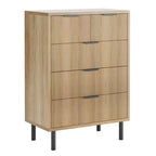 Commode à 5 tiroirs Fulvari pour chambre à coucher, commode en bois de 37 pouces avec poignée dorée, organisateur de rangement en bois, commode de placard
