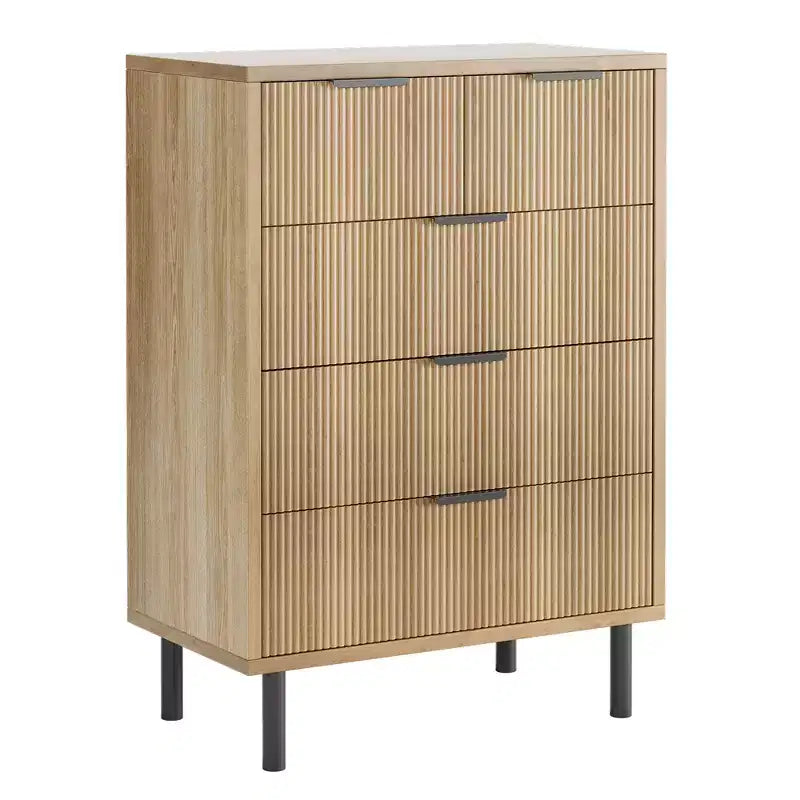 Commode à 5 tiroirs Fulvari pour chambre à coucher, commode en bois de 37 pouces avec poignée dorée, organisateur de rangement en bois, commode de placard
