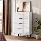 Commode à 5 tiroirs Fulvari pour chambre à coucher, commode en bois de 37 pouces avec poignée dorée, organisateur de rangement en bois, commode de placard
