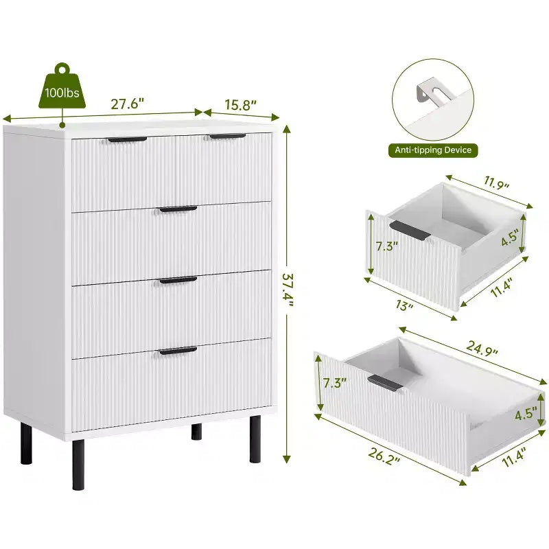 Commode à 5 tiroirs Fulvari pour chambre à coucher, commode en bois de 37 pouces avec poignée dorée, organisateur de rangement en bois, commode de placard