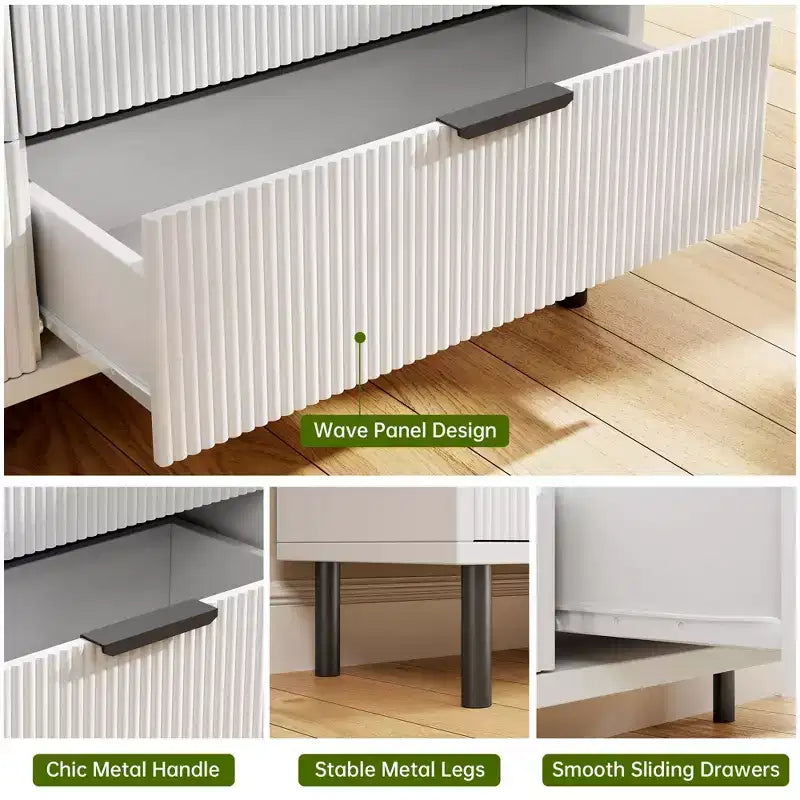 Commode à 5 tiroirs Fulvari pour chambre à coucher, commode en bois de 37 pouces avec poignée dorée, organisateur de rangement en bois, commode de placard