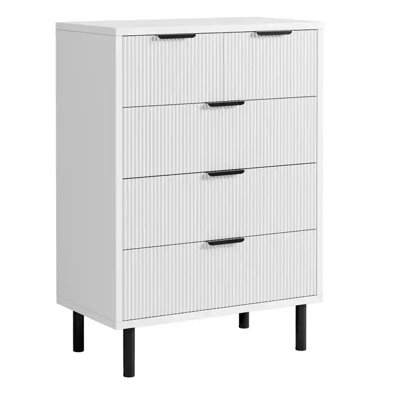 Commode à 5 tiroirs Fulvari pour chambre à coucher, commode en bois de 37 pouces avec poignée dorée, organisateur de rangement en bois, commode de placard
