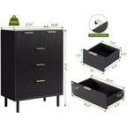 Commode à 5 tiroirs Fulvari pour chambre à coucher, commode en bois de 37 pouces avec poignée dorée, organisateur de rangement en bois, commode de placard