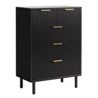 Commode à 5 tiroirs Fulvari pour chambre à coucher, commode en bois de 37 pouces avec poignée dorée, organisateur de rangement en bois, commode de placard
