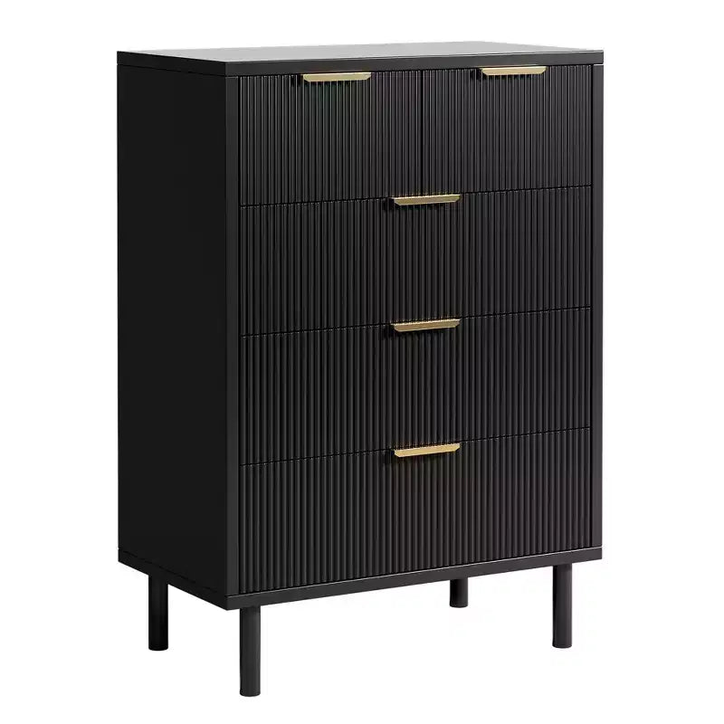 Commode à 5 tiroirs Fulvari pour chambre à coucher, commode en bois de 37 pouces avec poignée dorée, organisateur de rangement en bois, commode de placard