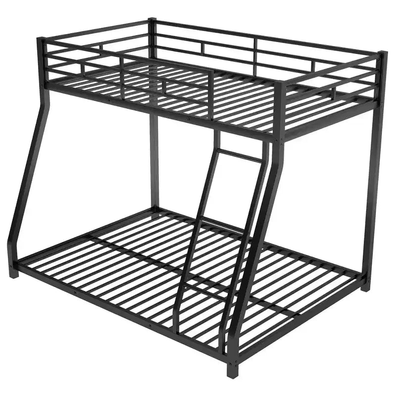 Lits superposés en métal jumeaux sur lits doubles avec lit gigogne, cadre de lit superposé bas robuste pour enfants, adolescents et adultes, noir