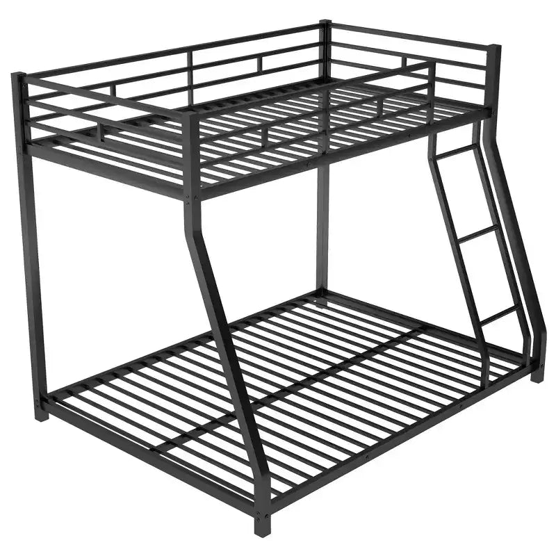 Lits superposés en métal jumeaux sur lits doubles avec lit gigogne, cadre de lit superposé bas robuste pour enfants, adolescents et adultes, noir