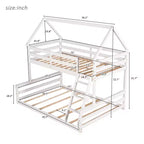 Lit superposé double sur plein en bois, Cadre de lit maison en bois massif avec échelle intégrée, Convertible en 2 lits, Lit superposé bas pour enfants et adolescents