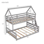 Lit superposé double sur plein en bois, Cadre de lit maison en bois massif avec échelle intégrée, Convertible en 2 lits, Lit superposé bas pour enfants et adolescents