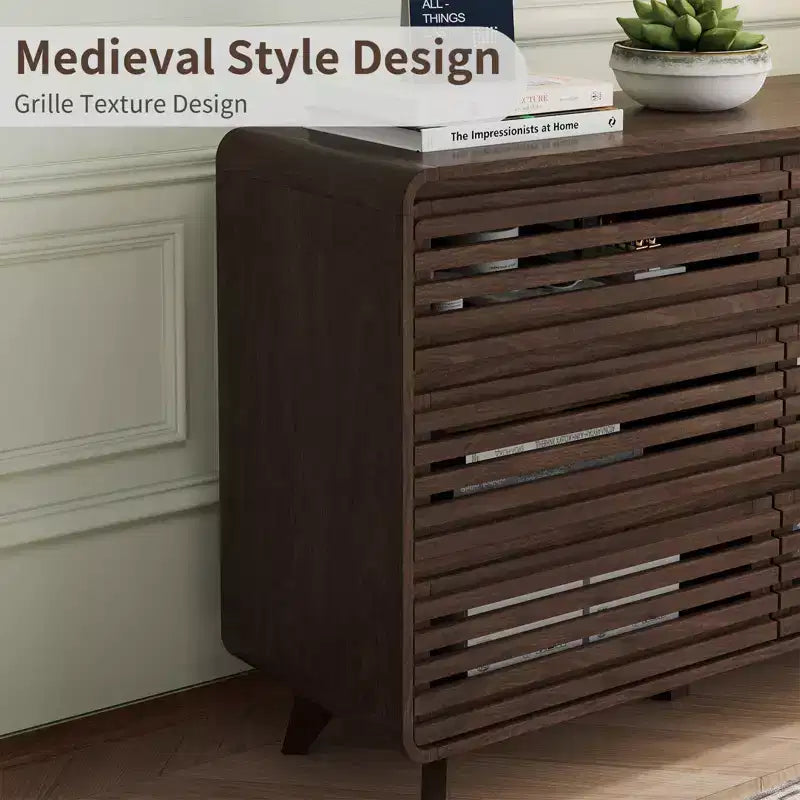 Commode en bois à 6 tiroirs pour chambre à coucher, meubles de rangement avec grille
