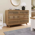 Commode en bois à 6 tiroirs pour chambre à coucher, meubles de rangement avec grille