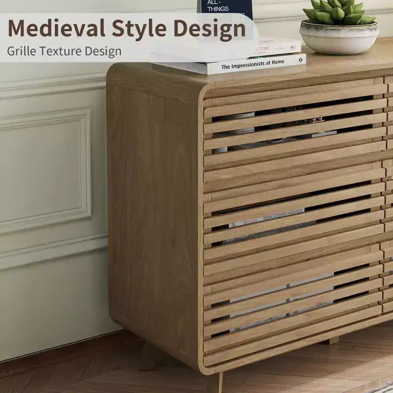 Commode en bois à 6 tiroirs pour chambre à coucher, meubles de rangement avec grille