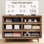 Commode en bois à 6 tiroirs pour chambre à coucher, meubles de rangement avec grille