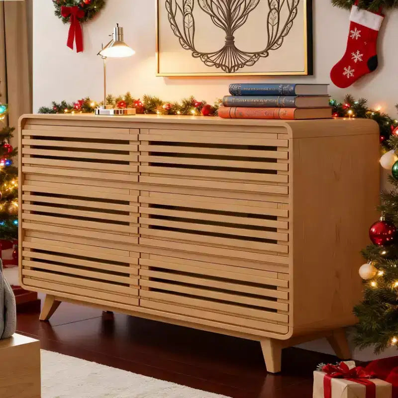 Commode en bois à 6 tiroirs pour chambre à coucher, meubles de rangement avec grille