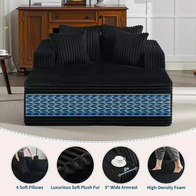 Chaise longue de 155 cm, canapé rembourré extra-large et surdimensionné avec oreillers, canapé de lecture fauteuils en fausse fourrure moelleuse Canapés nuage