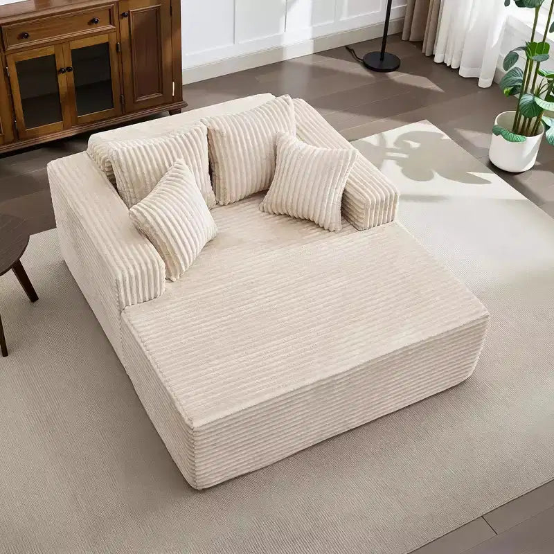 Chaise longue de 155 cm, canapé rembourré extra-large et surdimensionné avec oreillers, canapé de lecture fauteuils en fausse fourrure moelleuse Canapés nuage