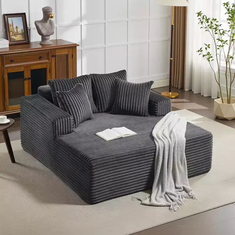 Chaise longue de 155 cm, canapé rembourré extra-large et surdimensionné avec oreillers, canapé de lecture fauteuils en fausse fourrure moelleuse Canapés nuage