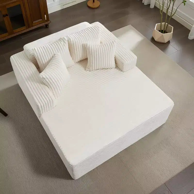 Chaise longue de 155 cm, canapé rembourré extra-large et surdimensionné avec oreillers, canapé de lecture fauteuils en fausse fourrure moelleuse Canapés nuage
