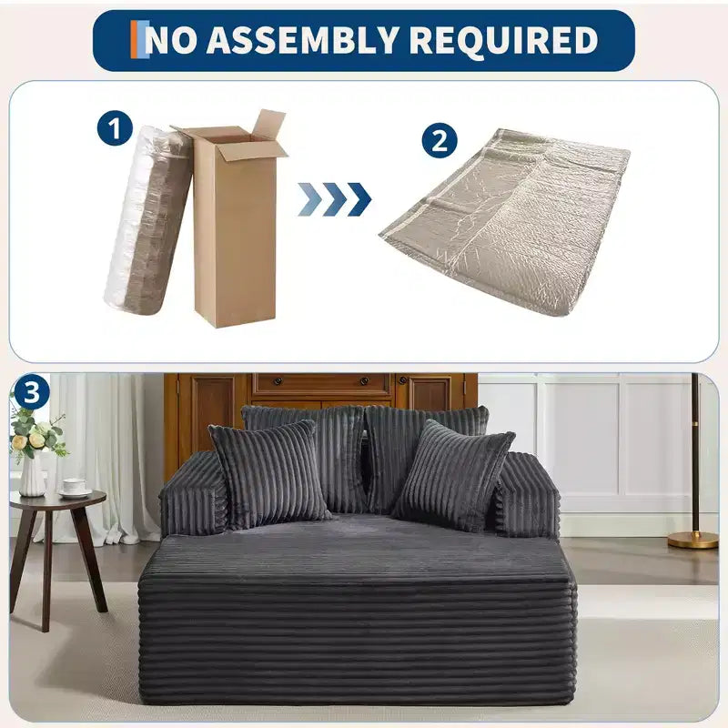 Chaise longue de 155 cm, canapé rembourré extra-large et surdimensionné avec oreillers, canapé de lecture fauteuils en fausse fourrure moelleuse Canapés nuage