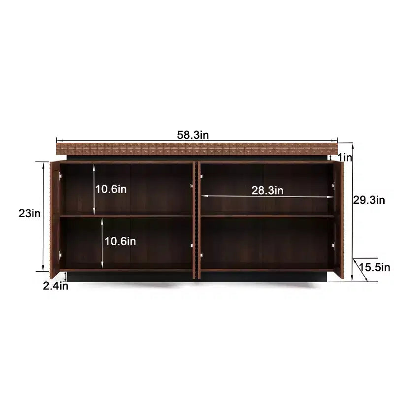 GDFStudio Orin 58.3 Buffet de Salle à Manger Moderne Texturé avec 4 Portes et 2 Étagères