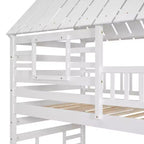 Lits superposés maison jumeaux avec toboggan, lit superposé jumeau avec escaliers de rangement et lit gigogne, lits superposés en bois pour enfants avec toit et fenêtre
