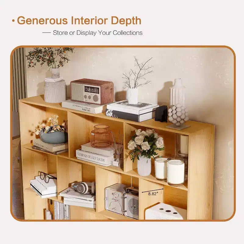 COZONY Étagère 10 cubes à 3 niveaux avec 5 pieds en fer, étagère de rangement ouverte autoportante en bois pour la maison, le bureau, le salon, la chambre