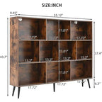COZONY Étagère 10 cubes à 3 niveaux avec 5 pieds en fer, étagère de rangement ouverte autoportante en bois pour la maison, le bureau, le salon, la chambre