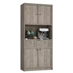 Meuble de rangement haut de cuisine de 178 cm, meuble de rangement en bois cannelé avec étagères réglables, meuble de rangement de salle de bain autoportant
