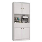 Meuble de rangement haut de cuisine de 178 cm, meuble de rangement en bois cannelé avec étagères réglables, meuble de rangement de salle de bain autoportant