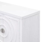 Enfilade rétro Hostack avec motif rainuré circulaire, poignée de porte ronde en métal pour entrée, salle à manger et salon, blanche