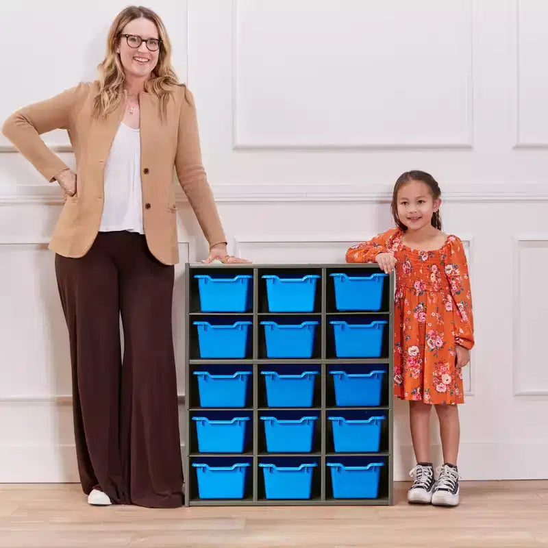 Meuble de rangement 15 casiers ECR4Kids Streamline avec 15 bacs à façade ouverte, 5x3, mobilier pour enfants