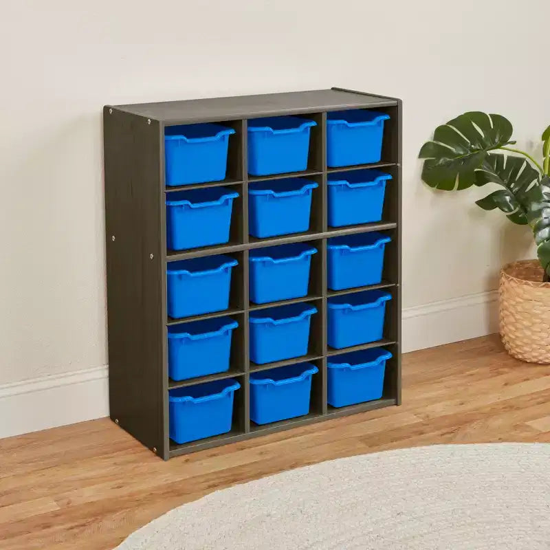 Meuble de rangement 15 casiers ECR4Kids Streamline avec 15 bacs à façade ouverte, 5x3, mobilier pour enfants