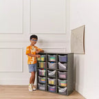 Meuble de rangement 15 casiers ECR4Kids Streamline avec 15 bacs à façade ouverte, 5x3, mobilier pour enfants