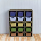 Meuble de rangement 15 casiers ECR4Kids Streamline avec 15 bacs à façade ouverte, 5x3, mobilier pour enfants