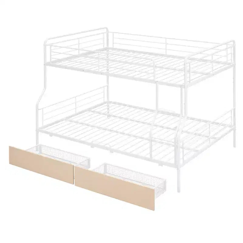 Lits superposés en métal Full XL sur Queen avec 2 tiroirs, cadre de lit superposé robuste pour enfants, adolescents et adultes