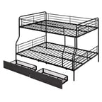 Lits superposés en métal Full XL sur Queen avec 2 tiroirs, cadre de lit superposé robuste pour enfants, adolescents et adultes