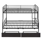 Lits superposés en métal Full XL sur Queen avec 2 tiroirs, cadre de lit superposé robuste pour enfants, adolescents et adultes