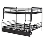 Lits superposés en métal Full XL sur Queen avec 2 tiroirs, cadre de lit superposé robuste pour enfants, adolescents et adultes