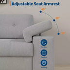Canapé 3 places de 85 pouces avec assise profonde et accoudoirs réglables, canapé de salon moderne du milieu du siècle, canapé confortable en chenille pour chambre à coucher