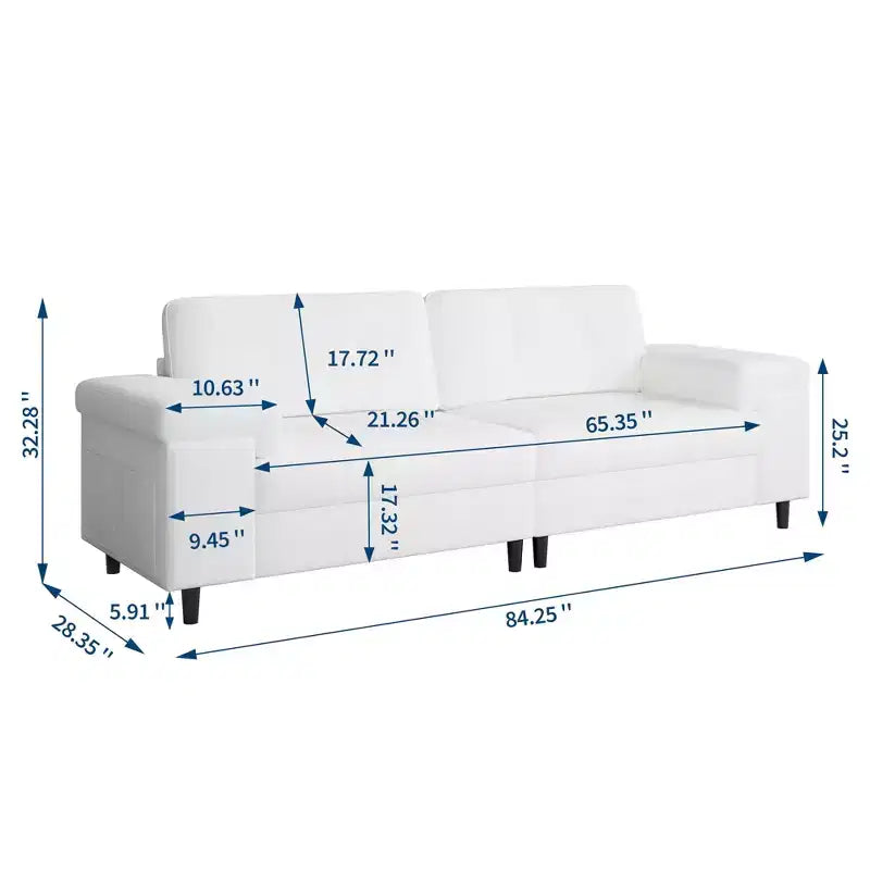 Canapé 3 places de 85 pouces avec assise profonde et accoudoirs réglables, canapé de salon moderne du milieu du siècle, canapé confortable en chenille pour chambre à coucher