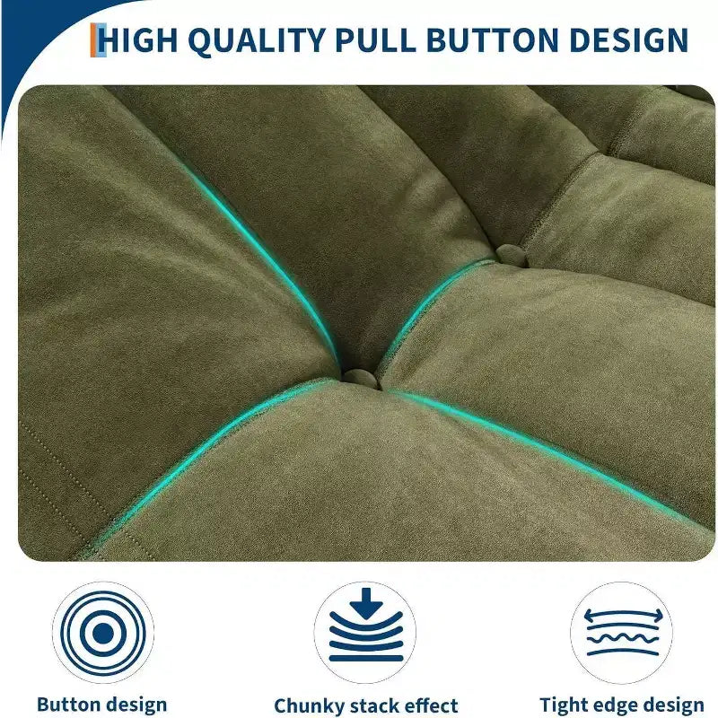 Fauteuil poire Acekool pour adultes, canapé simple en mousse à mémoire de forme, tissu effet daim, chaise de sol moderne et confortable pour salon et chambre à coucher, vert