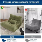 Fauteuil poire Acekool pour adultes, canapé simple en mousse à mémoire de forme, tissu effet daim, chaise de sol moderne et confortable pour salon et chambre à coucher, vert